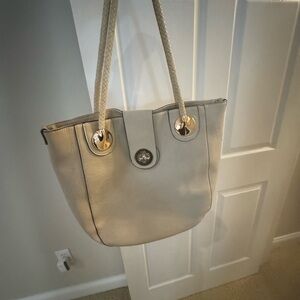 B. Makowsky Cream/Ivory leather Handbag